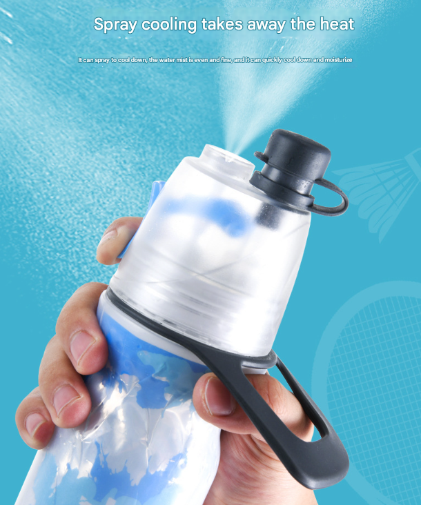 Yellow 500ML Insulated Sports Water Bottle with Cooling Mist - Triple-Layer Design Keeps Drinks Cold for Hours - Portable PE Misting Bottle 4