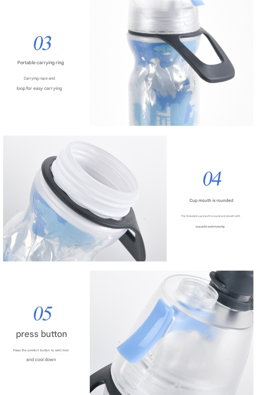 Yellow 500ML Insulated Sports Water Bottle with Cooling Mist - Triple-Layer Design Keeps Drinks Cold for Hours - Portable PE Misting Bottle 6