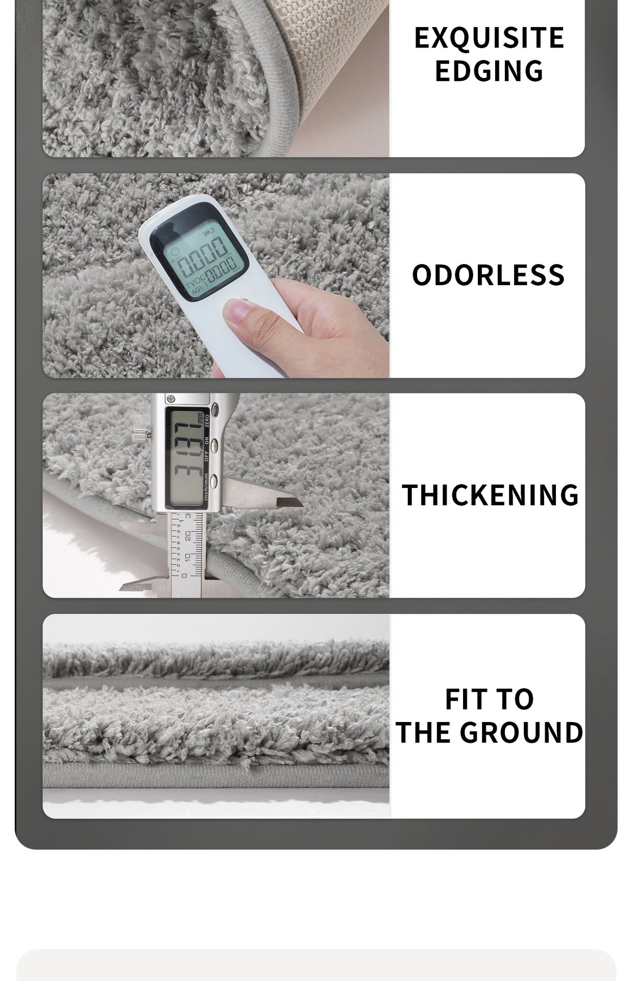 Grey Ultra Absorbent Plush Bath Mat - Non-Slip Bathroom Rug with Innovative Foot Drying Pocket 6