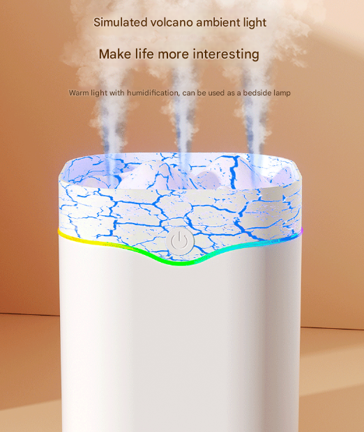 Green Volcano Style 2L Cool Mist Humidifier - Triple Nozzle with RGB LED & Quiet Operation 6
