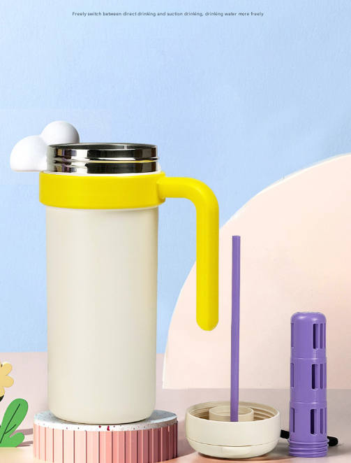 Blue and Purple 700ml Insulated Stainless Steel Tumbler with Handle, Dual-Sip Lid, Straw & Tea Infuser 5