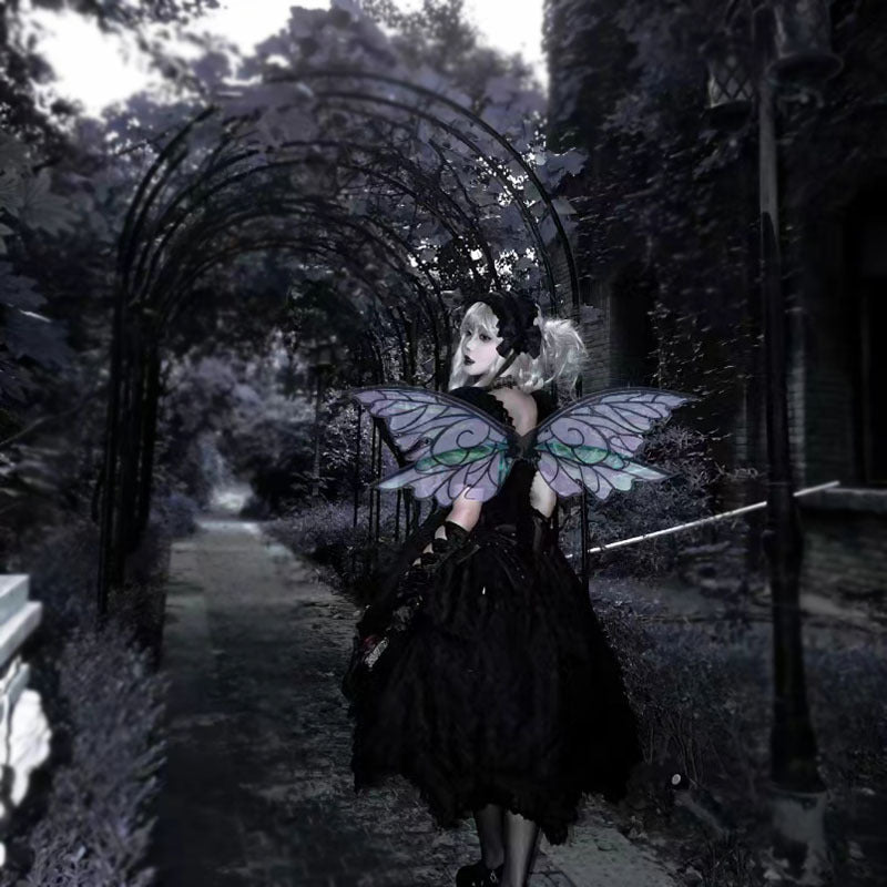 Black Enchanting Iridescent Fairy Wings - Sparkle Butterfly Elf Wings for Costume Parties, Cosplay & Dress-Up Fun 6