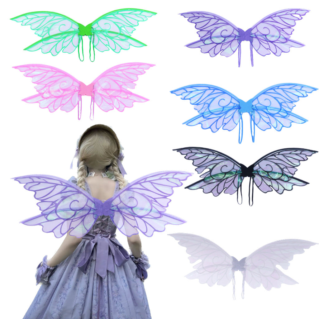 Blue Enchanting Iridescent Fairy Wings - Sparkle Butterfly Elf Wings for Costume Parties, Cosplay & Dress-Up Fun