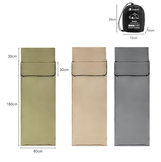 Khaki Ultra-Stretch Sleeping Bag Liner - Portable & Lightweight Envelope Sleep Sack for Camping & Travel