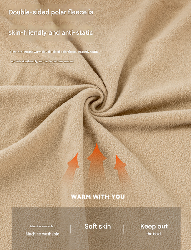 Khaki Cozy 4-in-1 Wearable Fleece Poncho Sleeping Bag - Multifunctional Camping Blanket with Detachable Hood 7