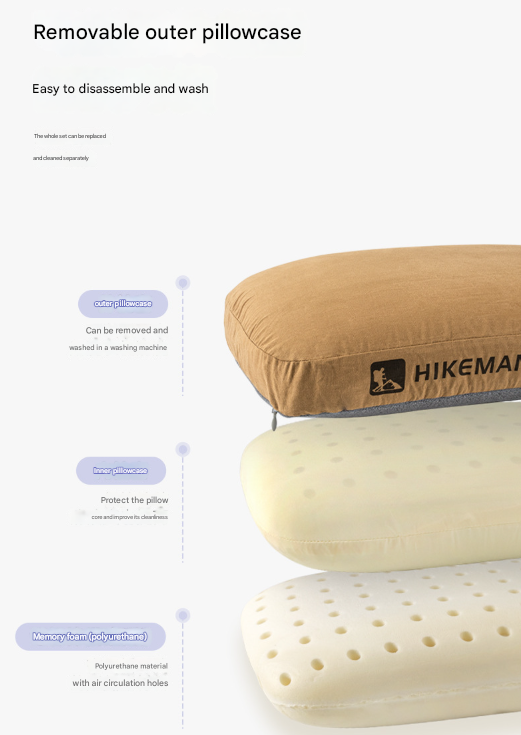 Coffee Reversible Memory Foam Travel Pillow - All-Season Comfort Neck Support for Deep Sleep & Portability 4