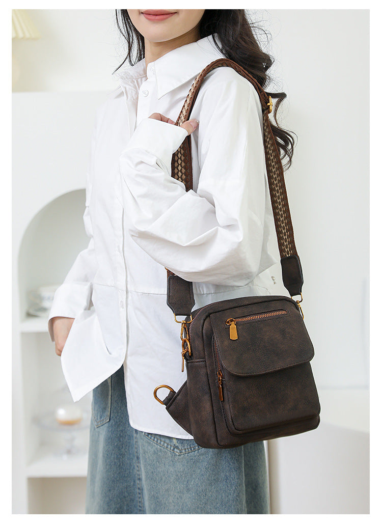 Black Stylish PU Leather Sling Crossbody Bag for Women - Multi-Pocket Chest Pack with Adjustable Wide Strap 8