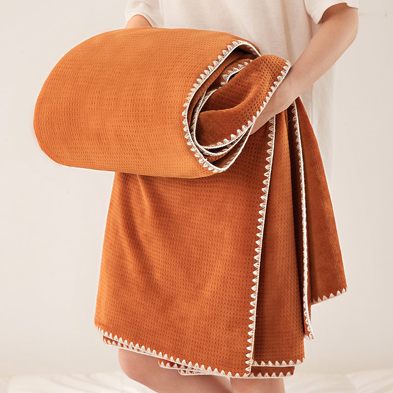 200*230CM Orange Ultra-Soft Dual-Sided Waffle & Plush Fleece Blanket - Large Cozy Throw for Bed & Sofa 3