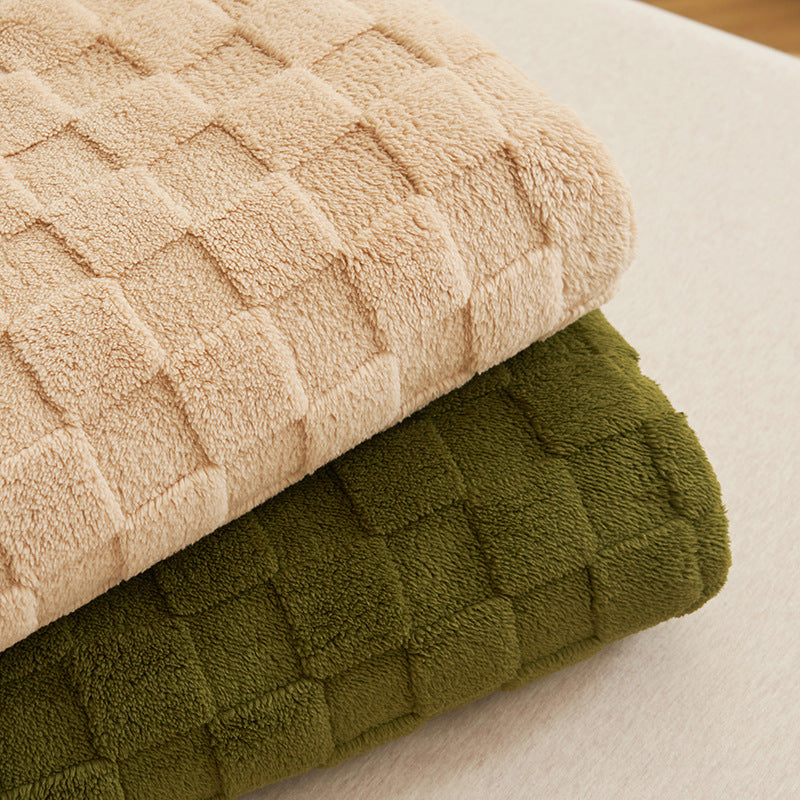 200*230CM Khaki Ultra-Soft Waffle Textured Plush Fleece Blanket - Large Cozy All-Season Throw for Bed & Sofa 3