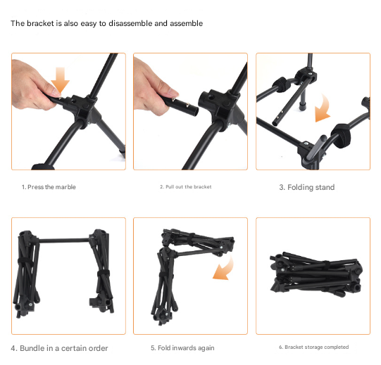 Khaki Lightweight Portable Camping Chair - Adjustable Height Folding Moon Chair with Breathable Mesh & Carry Bag for Outdoor, Beach, Fishing 6