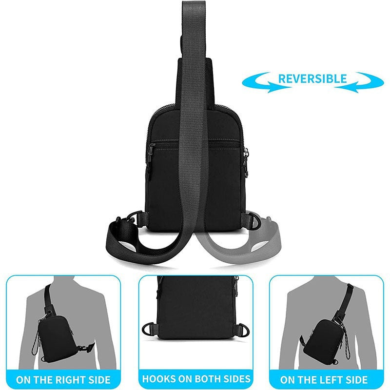 Beige Compact Waterproof Sling Bag - Unisex Mini Crossbody Chest Pack with Adjustable Reversible Strap 3
