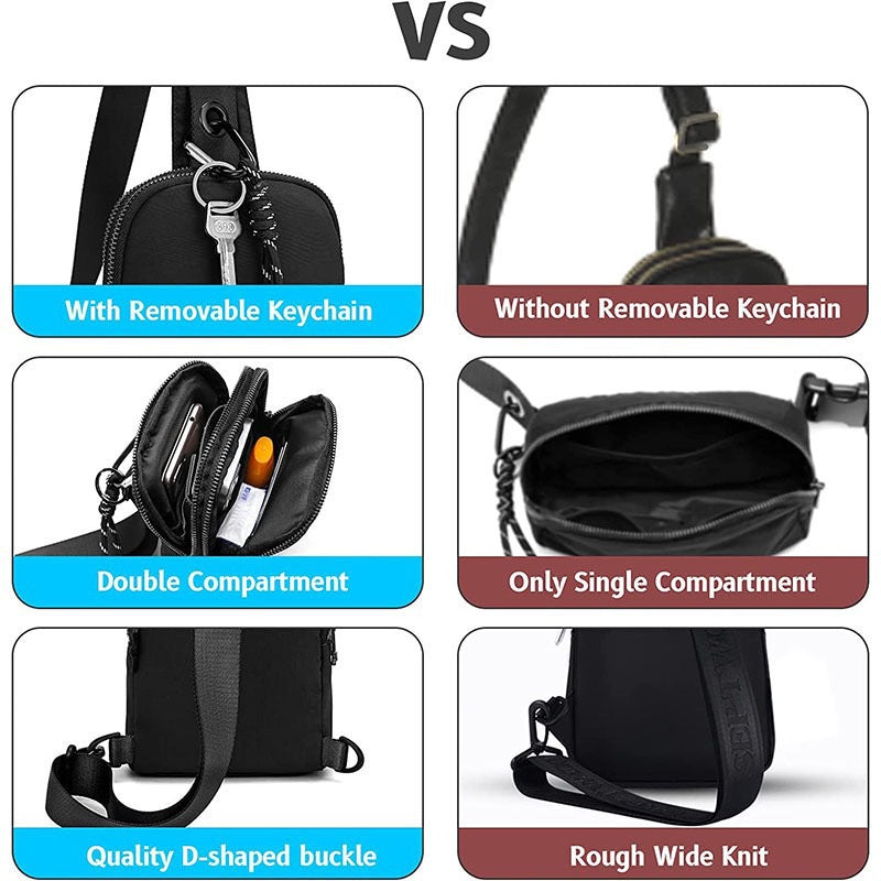 Beige Compact Waterproof Sling Bag - Unisex Mini Crossbody Chest Pack with Adjustable Reversible Strap 4