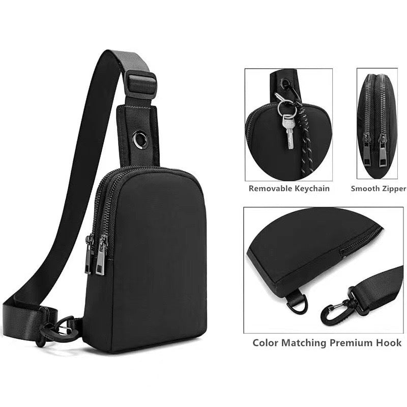 Beige Compact Waterproof Sling Bag - Unisex Mini Crossbody Chest Pack with Adjustable Reversible Strap 5