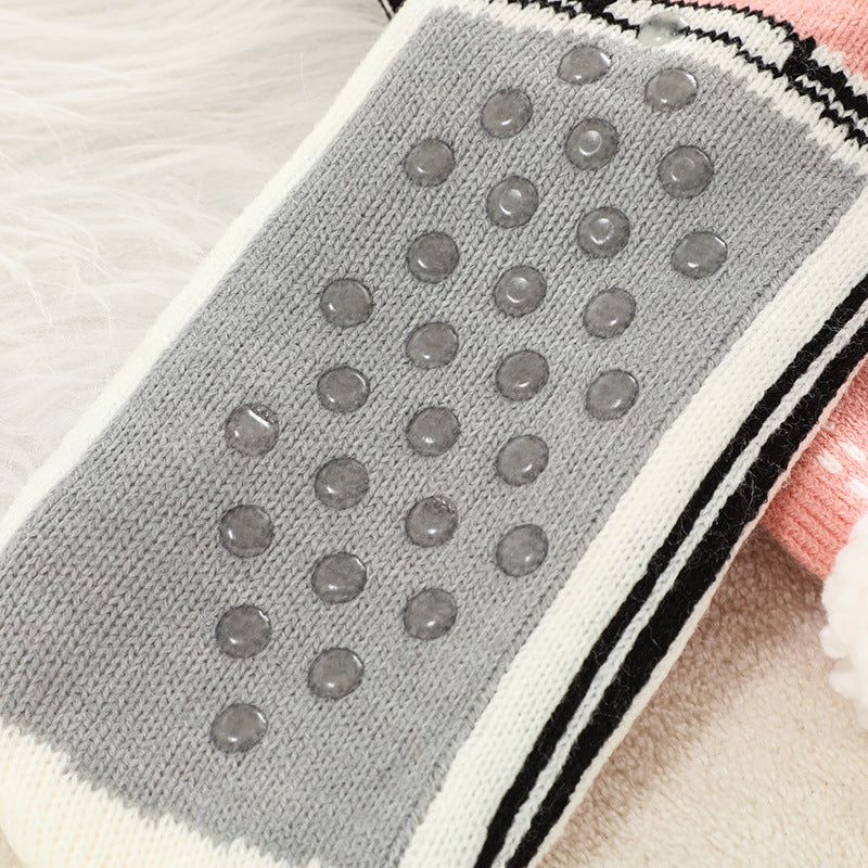 2 Pcs Black Women's Ultra Soft Sherpa Lined Slipper Socks - Cozy Warm Non-Slip Gripper Home Socks 4