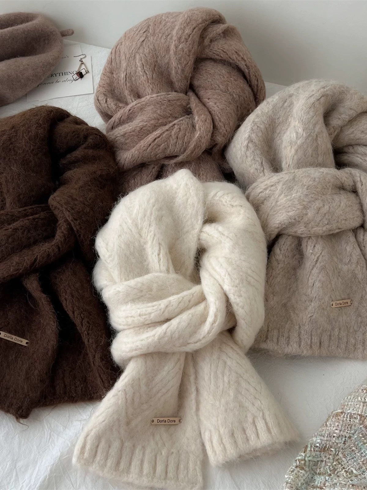 Dark Grey Alpaca Wool Blend Solid Color Knitted Scarf for Women Winter New Style Student High Quality Couple Woolen Neck Warmer 4