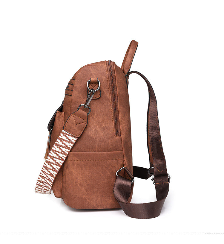 Brown Chic Women's PU Leather Convertible Backpack - Anti-Theft Design, Multi-Pocket Shoulder Bag with Tassel 3