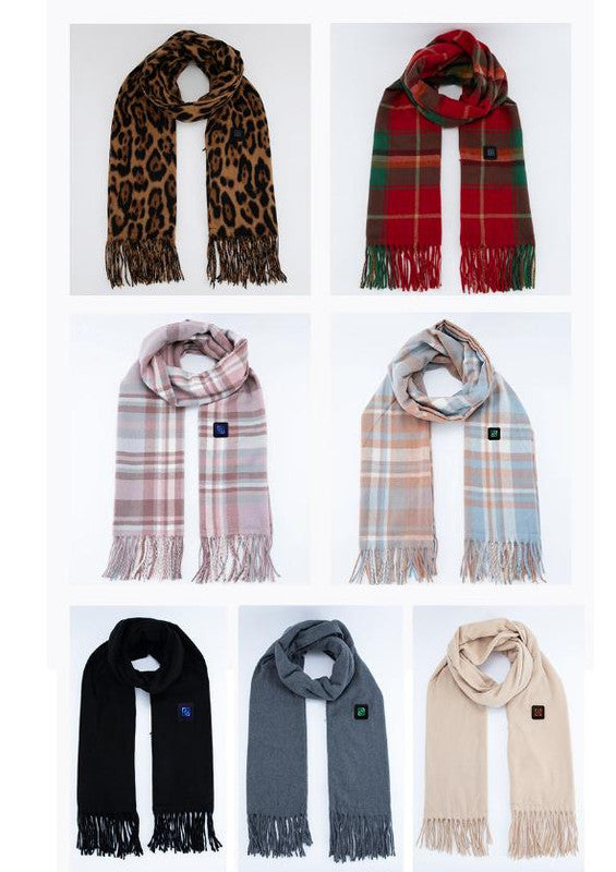 Khaki USB Electric Heated Scarf - 3-Level Heat Setting Winter Neck Warmer 6