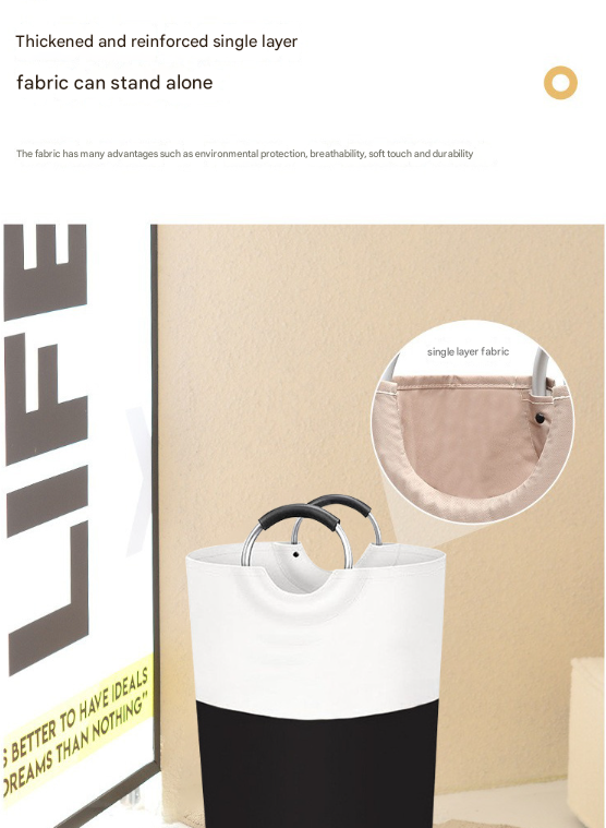 Grey and White Large 90L Freestanding Laundry Hamper - Collapsible Clothes Basket with Aluminum Soft-Grip Handles 5