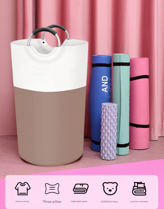 Black and White Large 90L Freestanding Laundry Hamper - Collapsible Clothes Basket with Aluminum Soft-Grip Handles 3