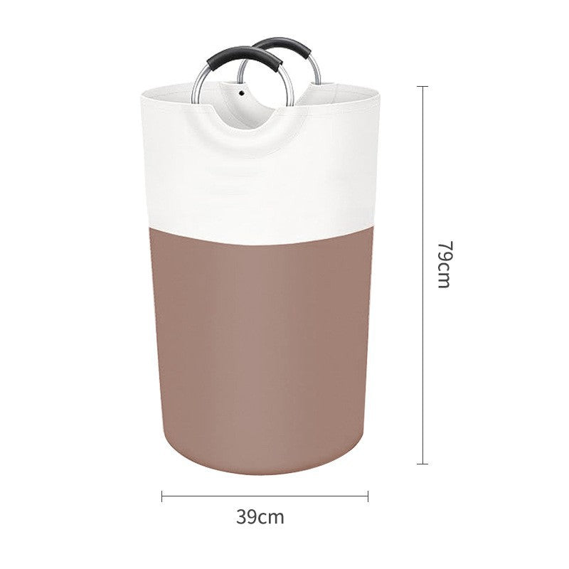 Brown and White Large 90L Freestanding Laundry Hamper - Collapsible Clothes Basket with Aluminum Soft-Grip Handles
