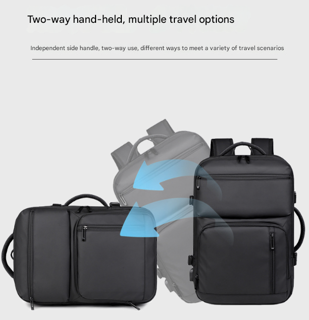 Black Expandable Business Travel Backpack with USB Charging Port - Water-Resistant Laptop Bag for Commuting & Carry-On 7