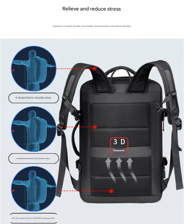 Black Expandable Business Travel Backpack with USB Charging Port - Water-Resistant Laptop Bag for Commuting & Carry-On 8