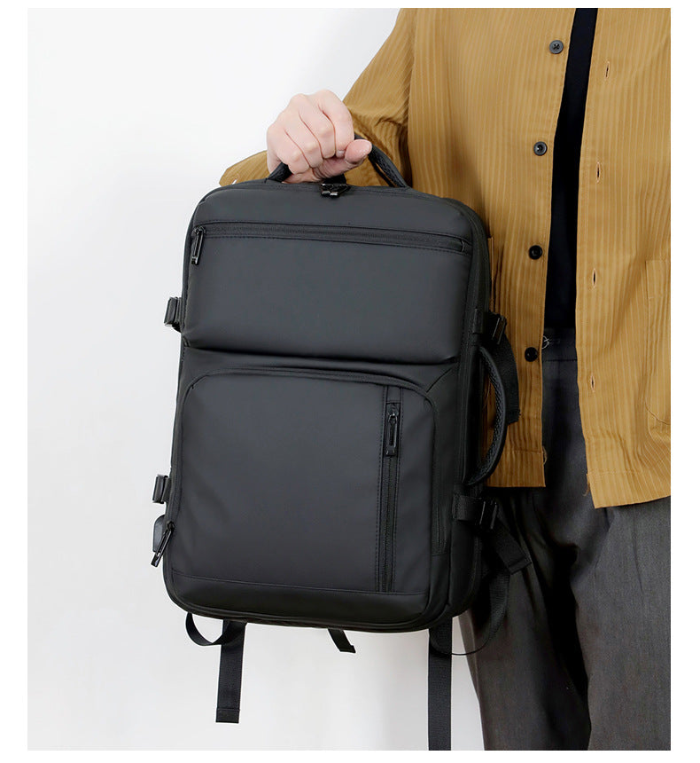 Black Expandable Business Travel Backpack with USB Charging Port - Water-Resistant Laptop Bag for Commuting & Carry-On 11