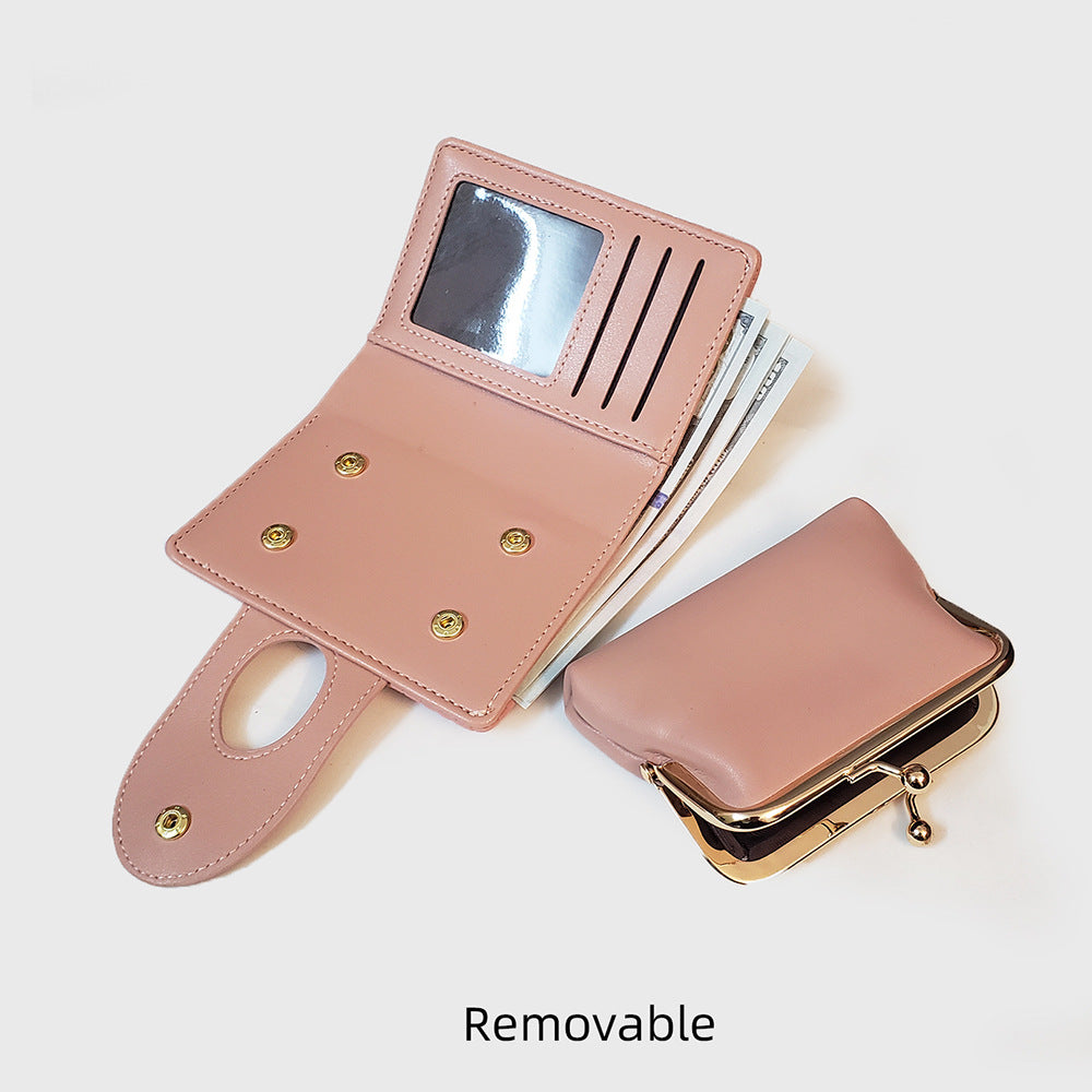 Pink Elegant Croc Embossed Womens Wallet - Short PU Leather Bifold with Removable Kisslock Coin Purse & Card Holder 3