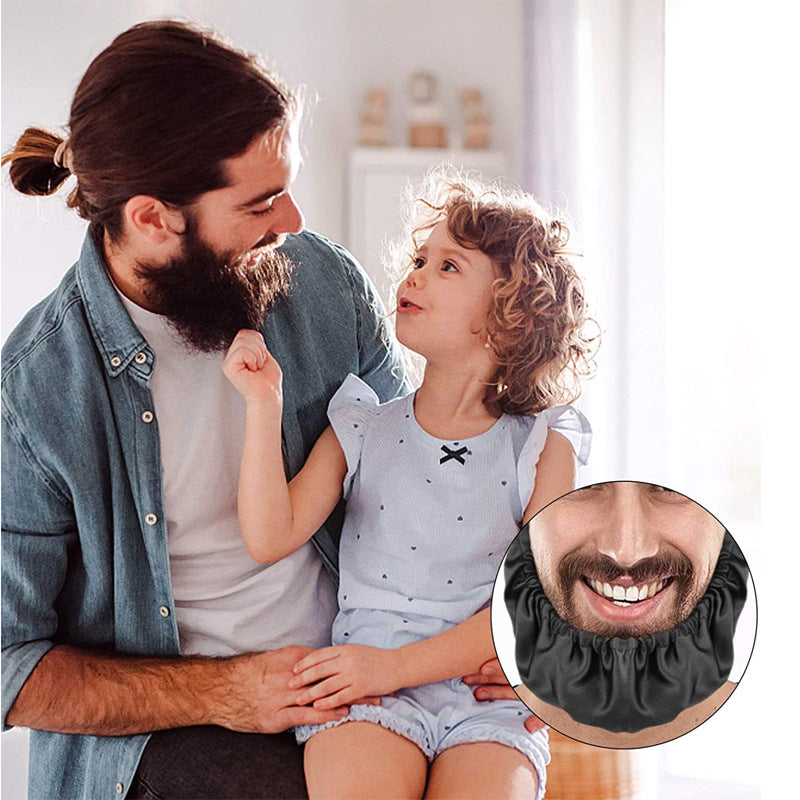 5 Pcs Black Men's Reusable Beard Guard Bib - Protective Beard Cover for Eating and Sleeping - Black Beard Bonnet Apron 5