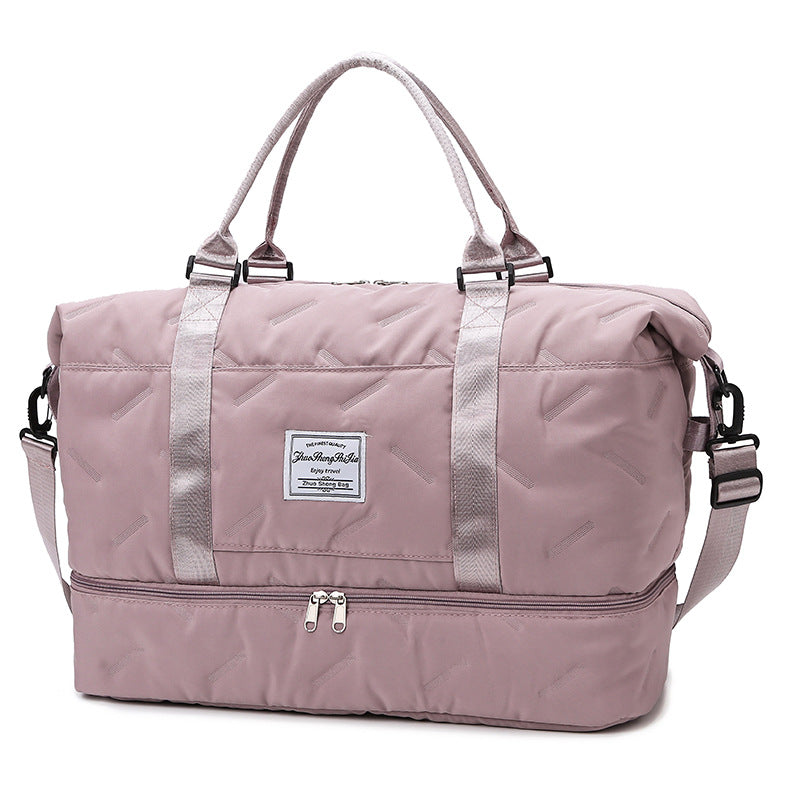 Purple Stylish Quilted Duffel Bag for Travel & Gym - Large Capacity Weekender with Shoe Compartment and Wet Pocket