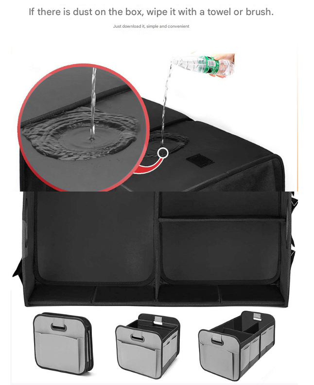 Blue and Black Heavy Duty Collapsible Car Boot Organiser - Large 65L Waterproof Trunk Storage Box with Compartments for SUV & Car 4