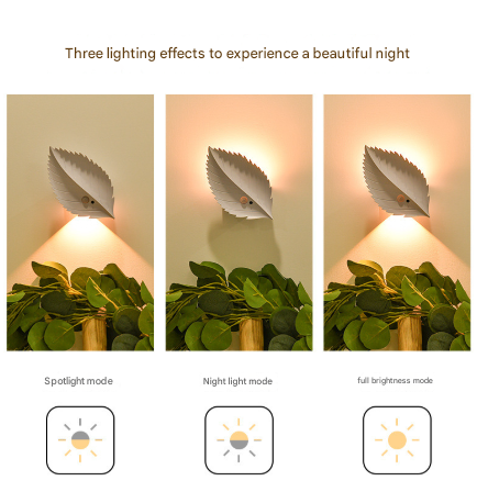 White RGB Color-Changing Leaf LED Night Light - Wireless Motion Sensor Wall Lamp with Remote Control for Ambiance Lighting 6