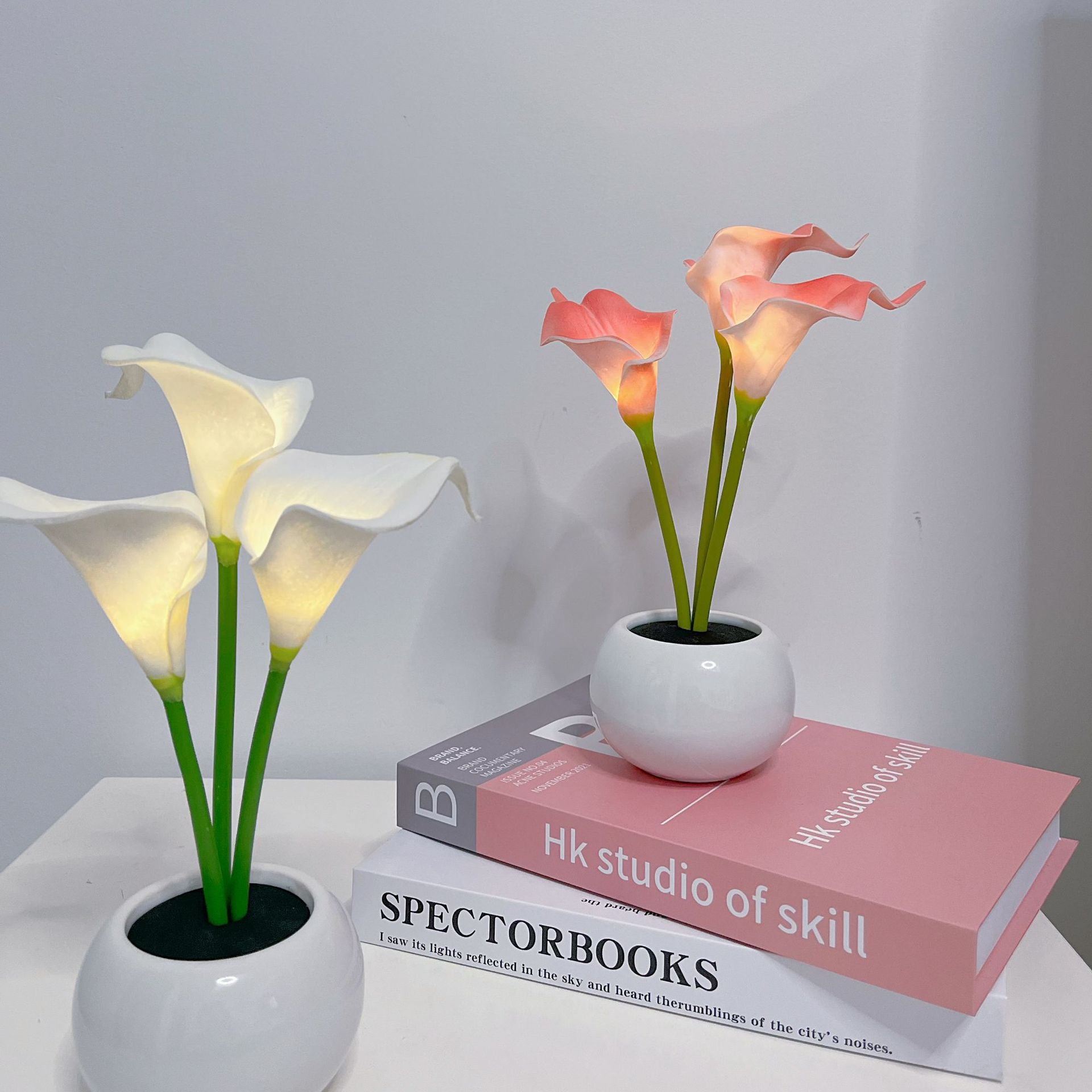 Pink Elegant Calla Lily LED Table Lamp - Lifelike Potted Flower Accent Light for Bedside Home Decor 4