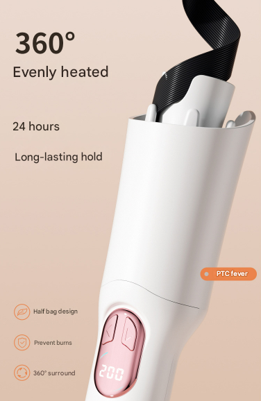 Black Portable Cordless Hair Curler - USB-C Rechargeable Automatic Hair Waver with Ceramic Barrel & Anti-Scald Design 6