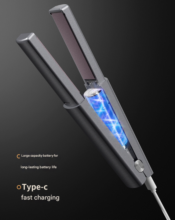 Purple Compact Cordless Hair Straightener - Portable 2-in-1 Mini Flat Iron, USB-C Rechargeable for Travel & Touch-ups 4