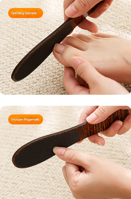 Reddish Brown Professional Pedicure Foot File 10-Pack - Double-Sided Callus Remover with Wooden Handle 5