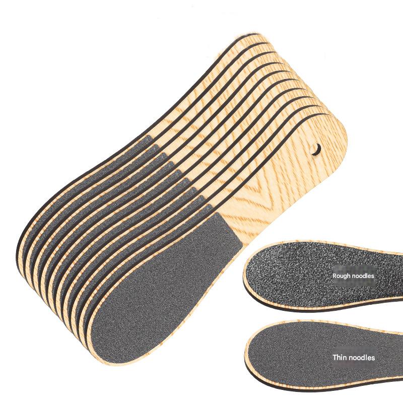 Khaki Professional Pedicure Foot File 10-Pack - Double-Sided Callus Remover with Wooden Handle