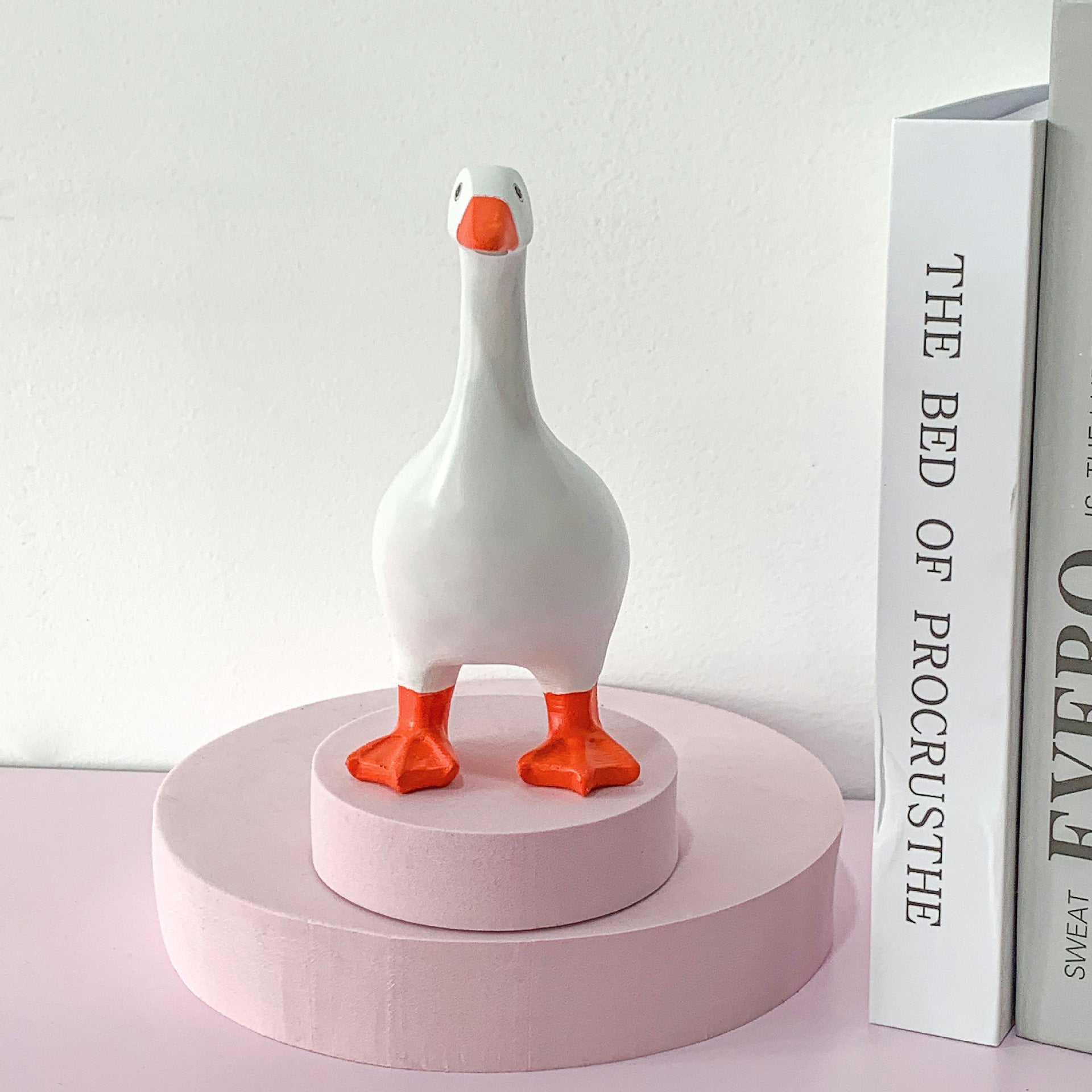 2 Pcs White and Yellow Whimsical Magnetic Goose Figurine - Novelty Key Holder & Desk Organizer 5