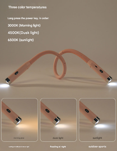 Black Hands-Free LED Neck Reading Light - USB Rechargeable with 3 Color & Brightness Modes, Flexible Gooseneck for Books, Crafts & Knitting 5