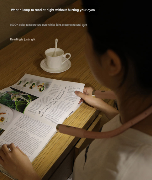 Black Hands-Free LED Neck Reading Light - USB Rechargeable with 3 Color & Brightness Modes, Flexible Gooseneck for Books, Crafts & Knitting 7
