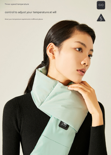 Pink USB Electric Heated Scarf - Portable Puffer Neck Warmer with 3-Level Heat Control for Winter 3