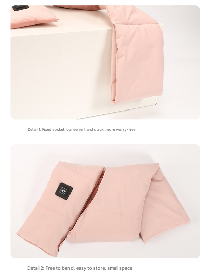 Pink USB Electric Heated Scarf - Portable Puffer Neck Warmer with 3-Level Heat Control for Winter 5