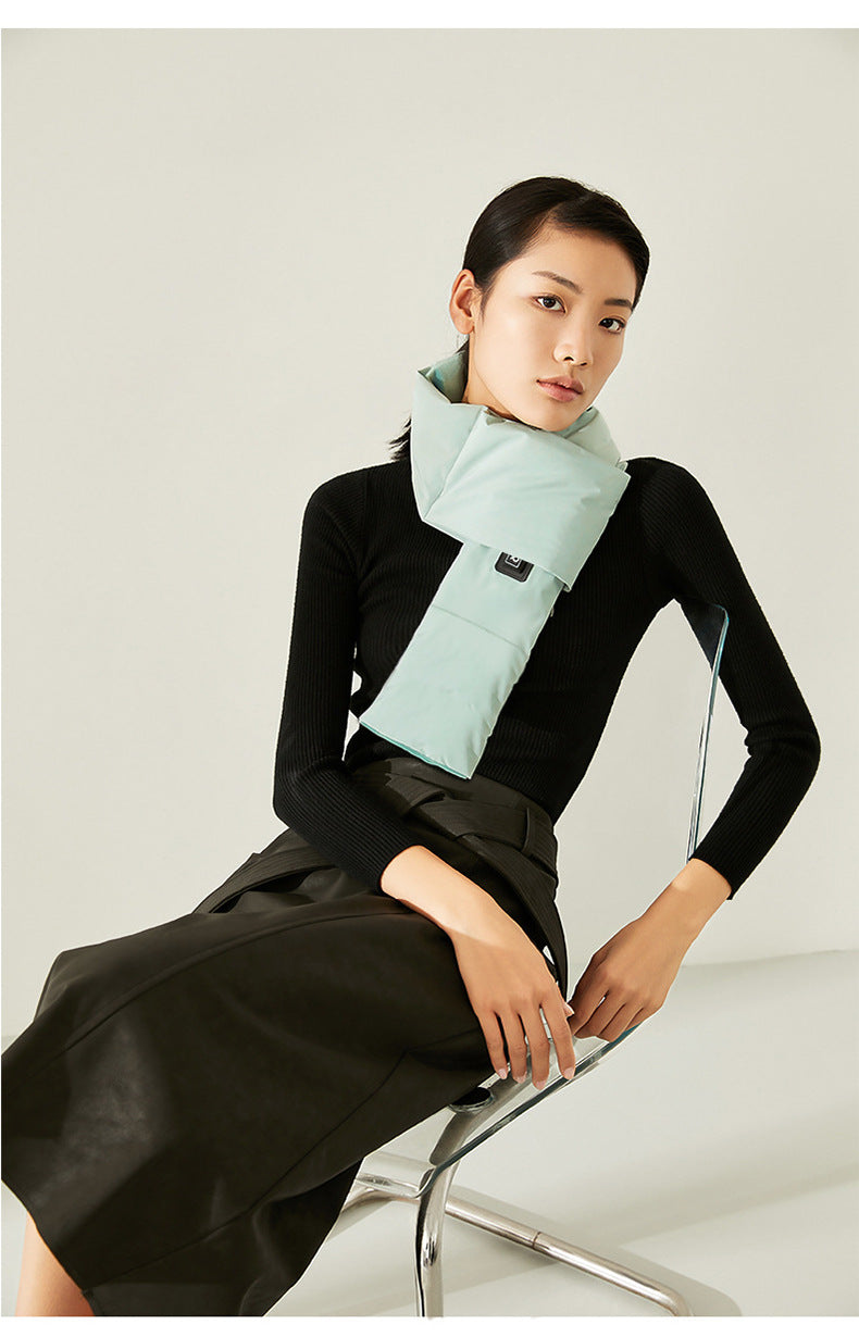Light Green USB Electric Heated Scarf - Portable Puffer Neck Warmer with 3-Level Heat Control for Winter 8