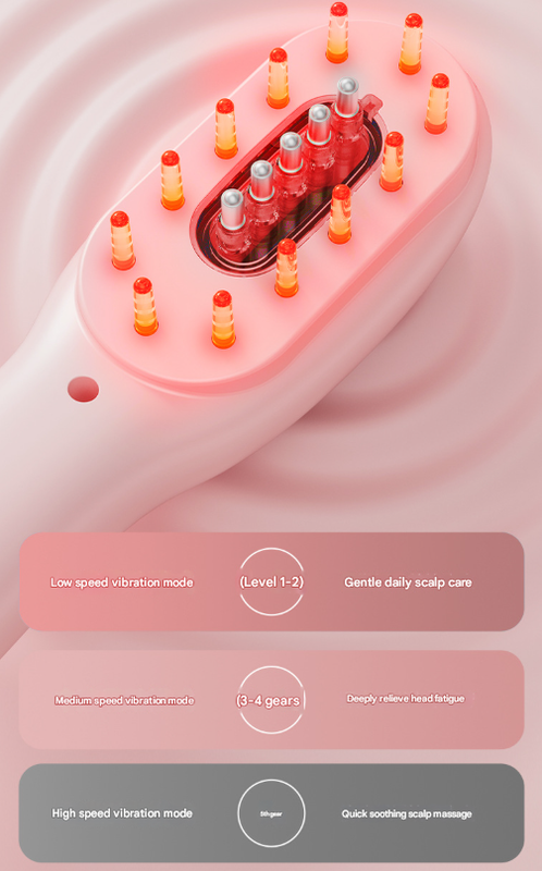 Pink Rechargeable Electric Scalp Massager with Red & Blue Light Therapy - Hair Oil & Serum Applicator Comb(Not containing essential oils) 6