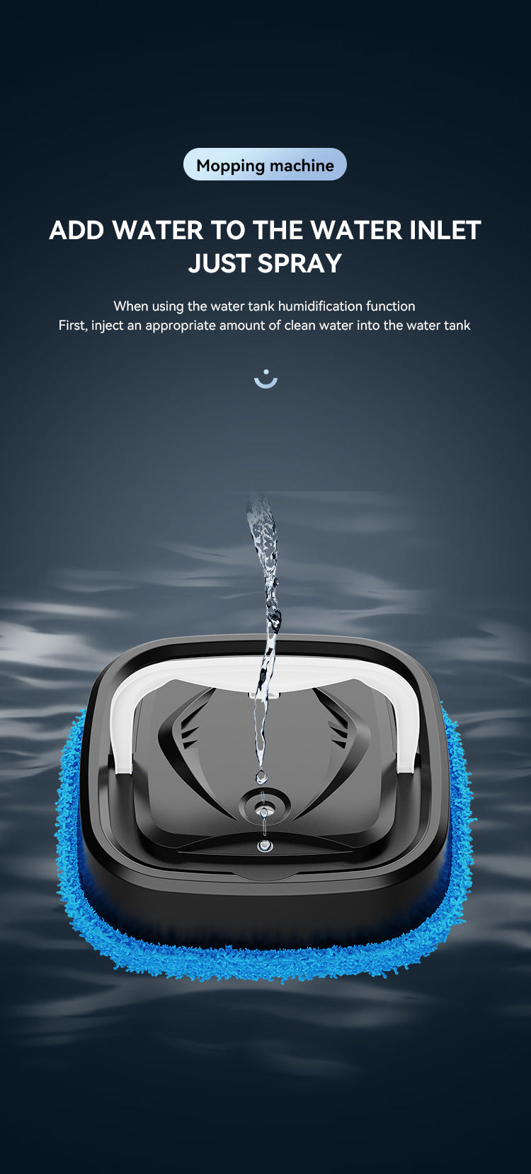 Black Smart Robotic Floor Mop with Humidifier Spray - Ultra-Slim Automatic Wet & Dry Floor Cleaner 9