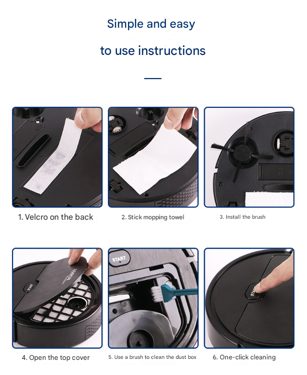 Black 3-in-1 Smart Robot Vacuum Cleaner - Automatic Sweeping, Mopping & Suction for Hard Floors & Pet Hair 7