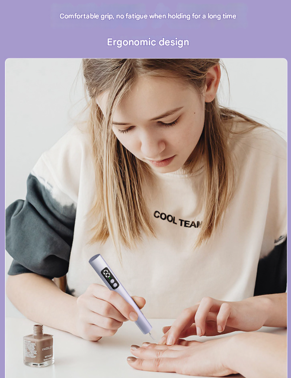 Purple Professional Electric Nail File Kit - Portable USB-C Rechargeable Manicure Drill with 6 Speeds & 5 Heads 4