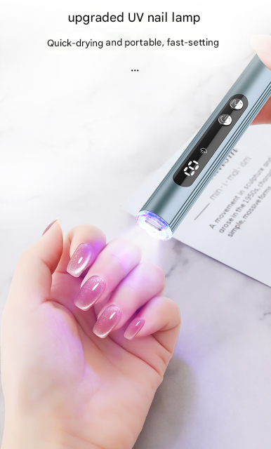 Blue Rechargeable Electric Nail Drill Pen with UV Curing Lamp - Professional All-in-One Manicure Pedicure Kit for Polishing & Gel Removal 4