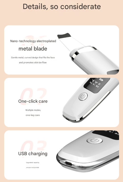 White Professional 4-in-1 Ultrasonic Skin Scrubber - Deep Pore Cleanser, Blackhead Remover & EMS Facial Lifting Tool 9