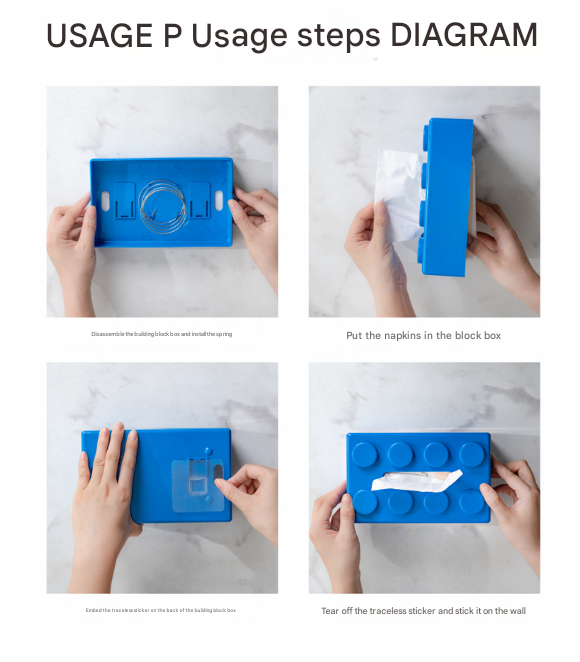 Blue 2 Pcs Creative Building Block Tissue Box Holder - Wall-Mounted & Desktop Dispenser for Bathroom, Kids Room & Office Decor 7